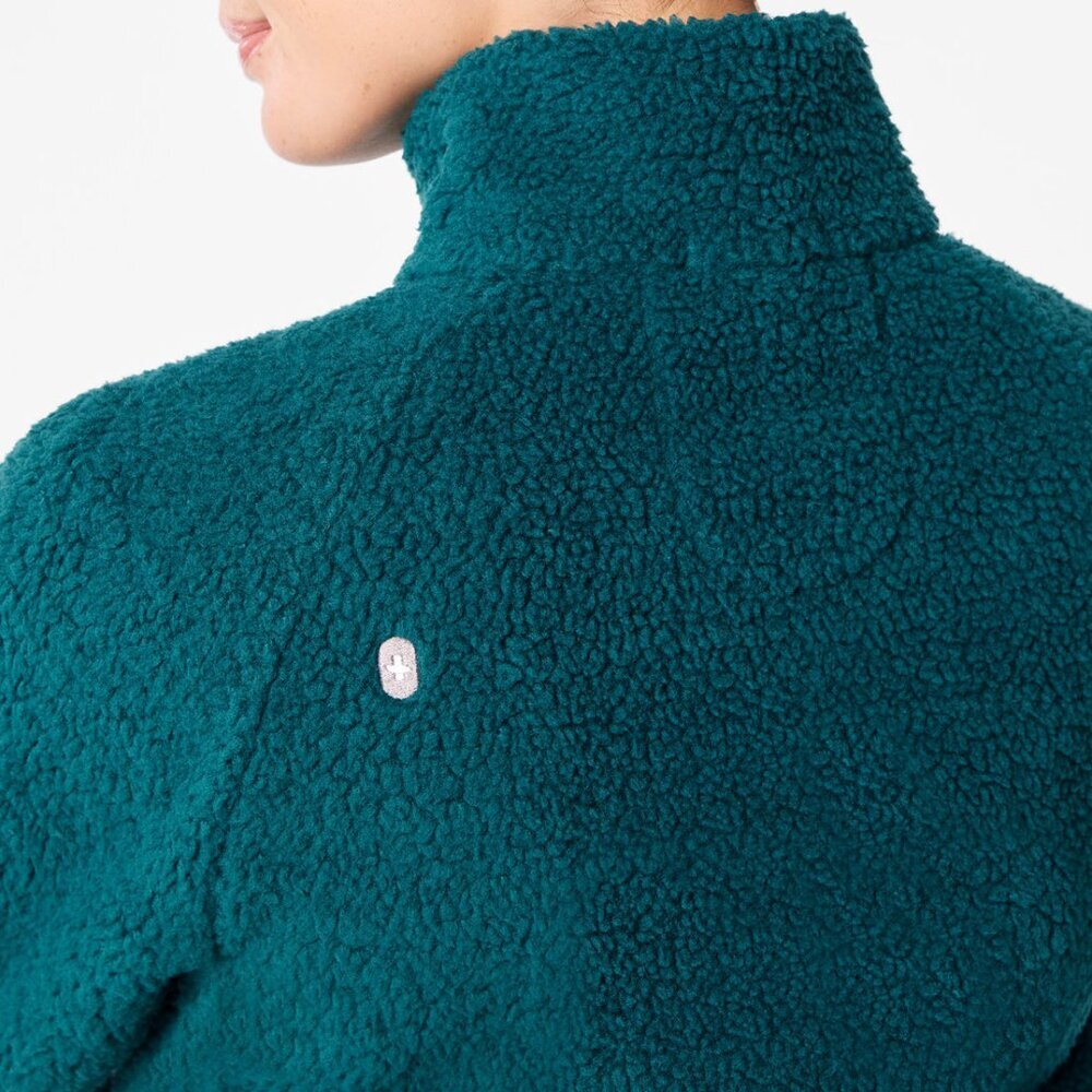 New Figs Womens sz Medium On-Shift High Pile Fleece Bomber Jacket blue - Picture 4 of 5